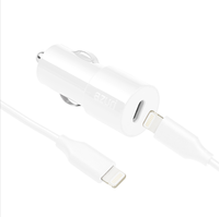 Azuri Autolader USB-C 18W PD QC - Wit - Met Lightning Kabel MFI
