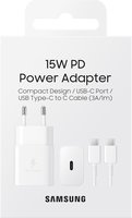 Samsung Snellader USB-C 15W - Wit - Met USB-C Naar USB-C Datakabel