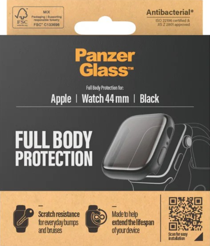 PanzerGlass Screen Protector - Black - voor Apple Watch Series 4/5/6/SE 44mm