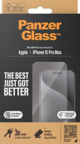 PanzerGlass Screen Protector Ultra-Wide Fit - Clear - for iPhone 15 Pro Max