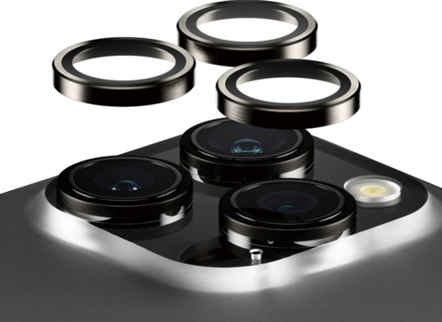 PanzerGlass Hoops Camera Protector - Black Metal - for iPhone 15 Pro/15 Pro Max