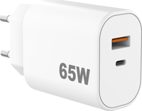 Sinox Wall Charger PD 65W USB-A+USB-C GAN-PPS - Wit