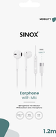 Sinox earphone wired headset with mic Jack USB-C - Wit