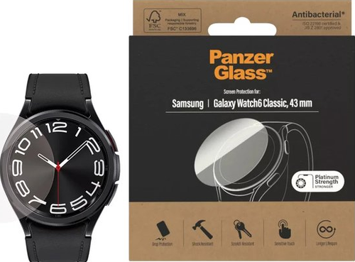 PanzerGlass Screen Protector - Clear - voor Samsung Galaxy Watch 6 Classic 43mm