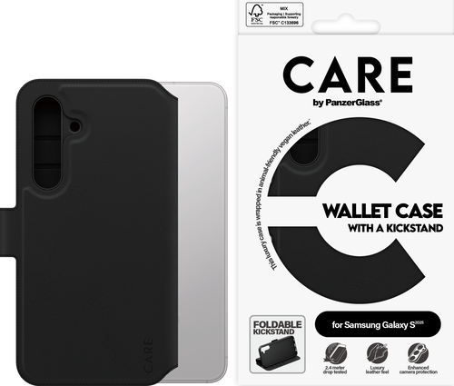CARE. by PZG Feature Wallet Case w. Kickstand - Noir - pour Samsung Galaxy S25