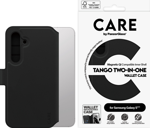 CARE. by PZG Feature Case Tango Two-in-One Wallet w. QI - Noir -  Samsung S25