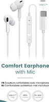Sinox in-ear cushioned wired headset with mic Jack USB-C - Wit