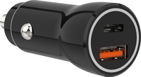 Sinox 12V Double Car Charger. USB A 18W + USB C 20W - Zwart