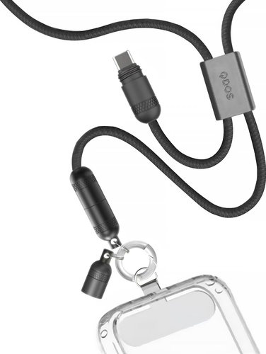 QDOS Powerloop (Lanyard + 60W USB-C to USB-C Charging Cable 2.0 - 1.2m) - Zwart