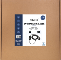 SINOX EV Charging Cable, Schuko AC - Type 2  6A 1 Phase , 5m - Zwart