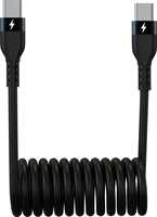 Grab & Go by Sinox - Spiral Cable USB C to USB C 10cm/1m - Black