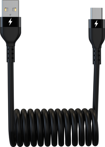 Grab & Go by Sinox - Spiral Cable USB A to USB C 10cm/1m - Zwart