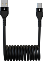 Grab & Go by Sinox - Spiral Cable USB A to USB C 10cm/1m - Black