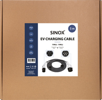SINOX EV Charging Cable, Type 2 -Type 2 16A 3 Phase, 5m - Zwart