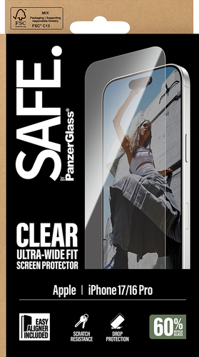SAFE. by Panzerglass Screen Protector Ultra-Wide Fit - Clear - iPhone 17/16 Pro