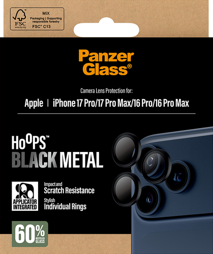 PanzerGlass Hoops Lens Protector - Zwart - iPhone 17 Pro/17 Pro Max/16 Pro (Max)