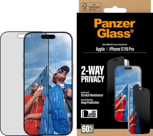 PanzerGlass Privacy Screen Protector Ultra-Wide Fit - Clear - pour iPhone 17