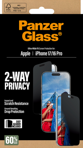 PanzerGlass Privacy Screen Protector Ultra-Wide Fit - Clear - pour iPhone 17