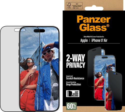 PanzerGlass Privacy Screen Protector Ultra-Wide Fit - Clear - pour iPhone 17 Air