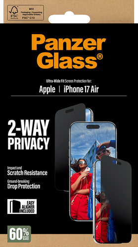 PanzerGlass Privacy Screen Protector Ultra-Wide Fit - Clear - pour iPhone 17 Air