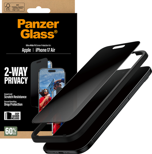 PanzerGlass Privacy Screen Protector Ultra-Wide Fit - Clear - pour iPhone 17 Air