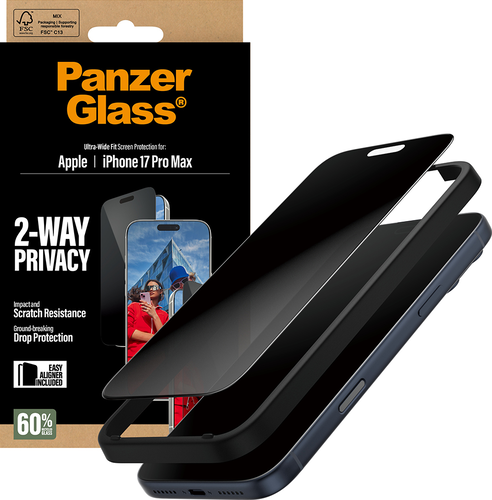 PanzerGlass Privacy Screen Protector Ultra-Wide Fit - Clear - iPhone 17 Pro Max