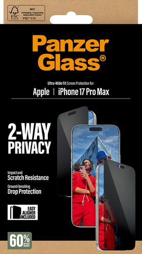 PanzerGlass Privacy Screen Protector Ultra-Wide Fit - Clear - iPhone 17 Pro Max