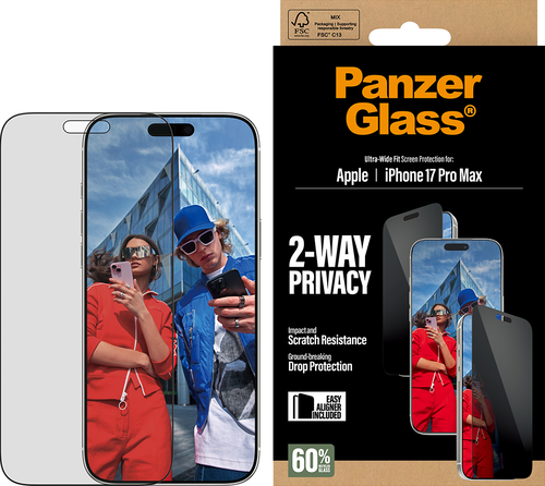 PanzerGlass Privacy Screen Protector Ultra-Wide Fit - Clear - iPhone 17 Pro Max