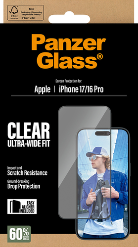PanzerGlass Screen Protector Ultra-Wide Fit - Clear - iPhone 17/16 Pro