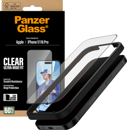 PanzerGlass Screen Protector Ultra-Wide Fit - Clear - iPhone 17/16 Pro