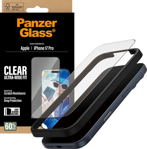 PanzerGlass Screen Protector Ultra-Wide Fit - Clear - pour iPhone 17 Pro