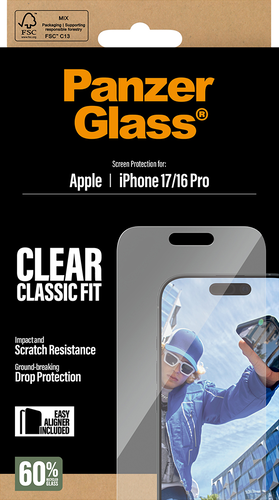 PanzerGlass Screen Protector Classic Fit - Transparant - iPhone 17/16 Pro