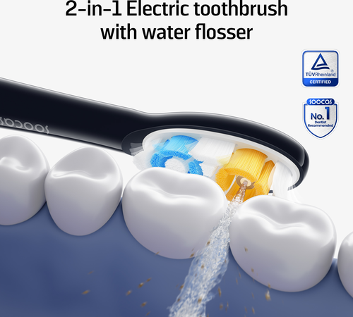 Soocas NEOS II 2-in-1 Tandenborstel met Waterflosser -2 borsteltjes- Donkerblauw