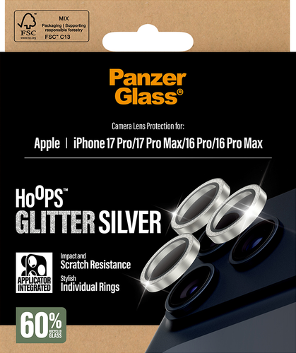 PanzerGlass Hoops Lens - Glitter Silver - iPhone 17 Pro/17 Pro Max/16 Pro (Max)