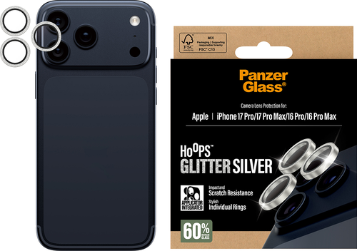 PanzerGlass Hoops Lens - Glitter Silver - iPhone 17 Pro/17 Pro Max/16 Pro (Max)