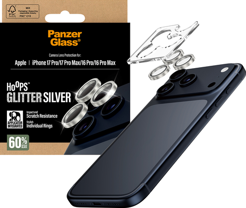 PanzerGlass Hoops Lens - Glitter Silver - iPhone 17 Pro/17 Pro Max/16 Pro (Max)
