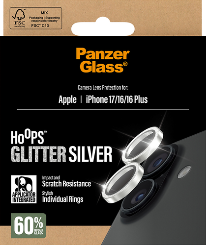 PanzerGlass Hoops Lens Protector - Glitter Silver - iPhone 17/16/16 Plus