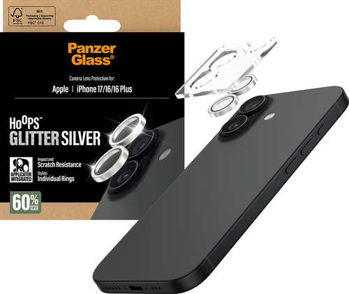 PanzerGlass Hoops Lens Protector - Glitter Silver - iPhone 17/16/16 Plus
