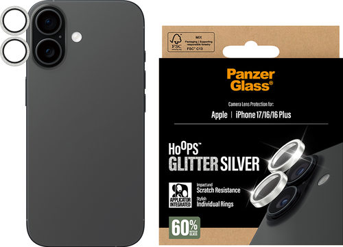 PanzerGlass Hoops Lens Protector - Glitter Silver - iPhone 17/16/16 Plus