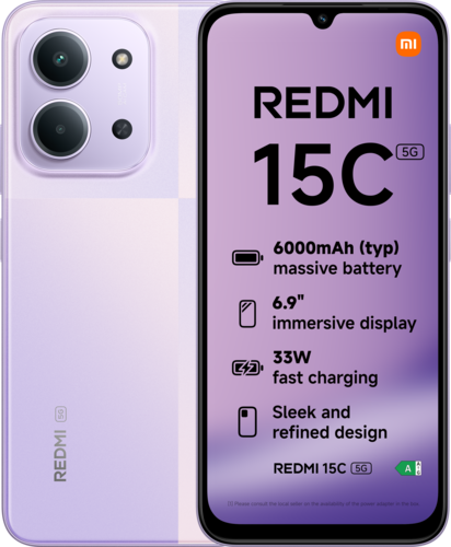 Xiaomi Redmi 15C 5G 4GB RAM 128GB ROM - Paars