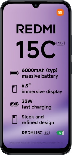 Xiaomi Redmi 15C 5G 4GB RAM 256GB ROM - Zwart