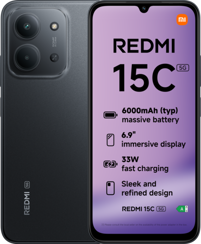 Xiaomi Redmi 15C 5G 4GB RAM 256GB ROM - Zwart