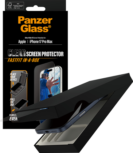 PanzerGlass Screen Protector UWF Fastfit in-a-box  - Clear - iPhone 17 Pro Max