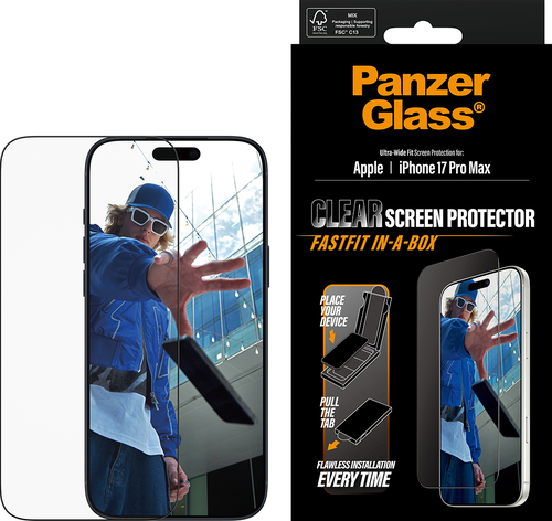 PanzerGlass Screen Protector UWF Fastfit in-a-box  - Clear - iPhone 17 Pro Max