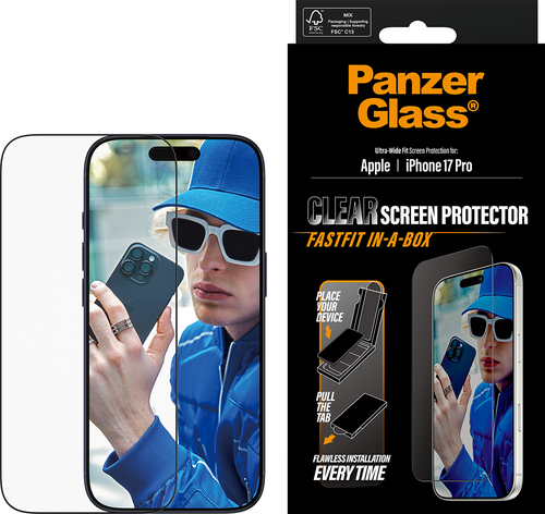 PanzerGlass Screen Protector UWF Fastfit in-a-box  - Clear - iPhone 17 Pro
