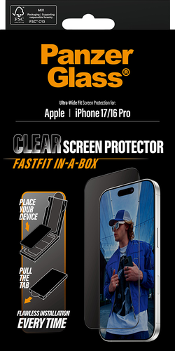 PanzerGlass Screen Protector UWF Fastfit in-a-box  - Clear - iPhone 17/16 Pro