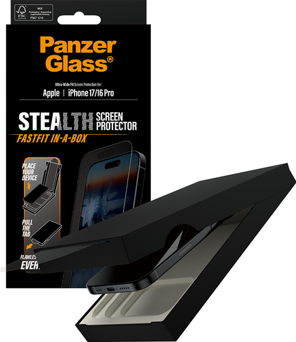 PanzerGlass Stealth Screen Pro UWF Fastfit in-a-box  - Clear - iPhone 17/16 Pro