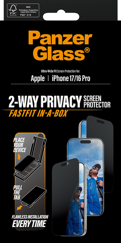 PanzerGlass Privacy Screen Pro UWF Fastfit in-a-box  - Clear - iPhone 17/16 Pro