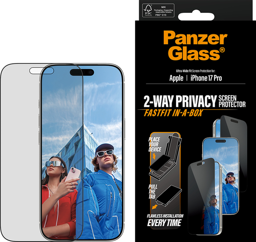 PanzerGlass Privacy Screen Pro UWF Fastfit in-a-box  - Clear - iPhone 17 Pro