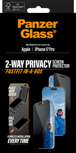 PanzerGlass Privacy Screen Pro UWF Fastfit in-a-box  - Clear - iPhone 17 Pro